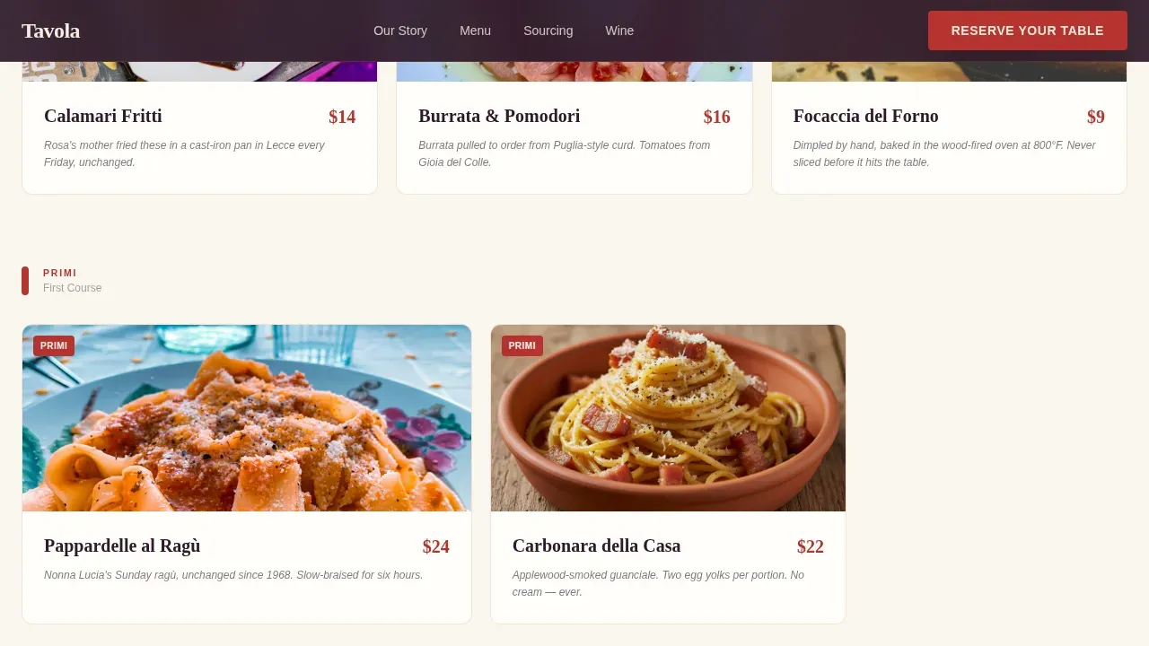 Vintage Italian Trattoria Landing Page Template