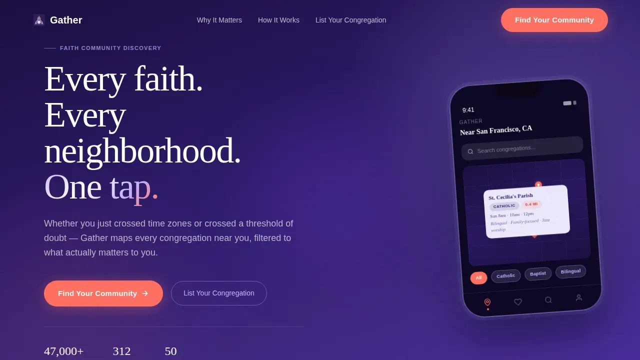 Faith Discovery App Landing Page Template
