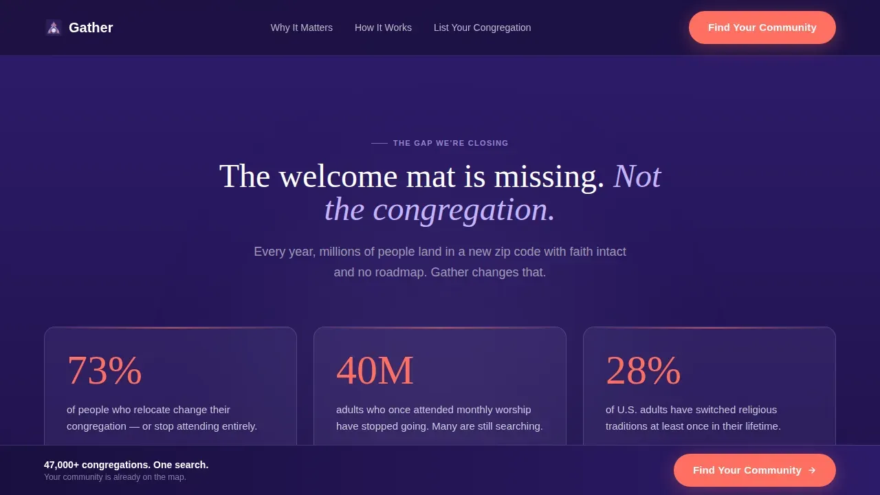 Faith Discovery App Landing Page Template