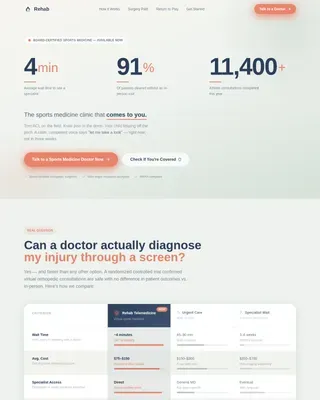 Telehealth Sports Medicine Landing Page Template
