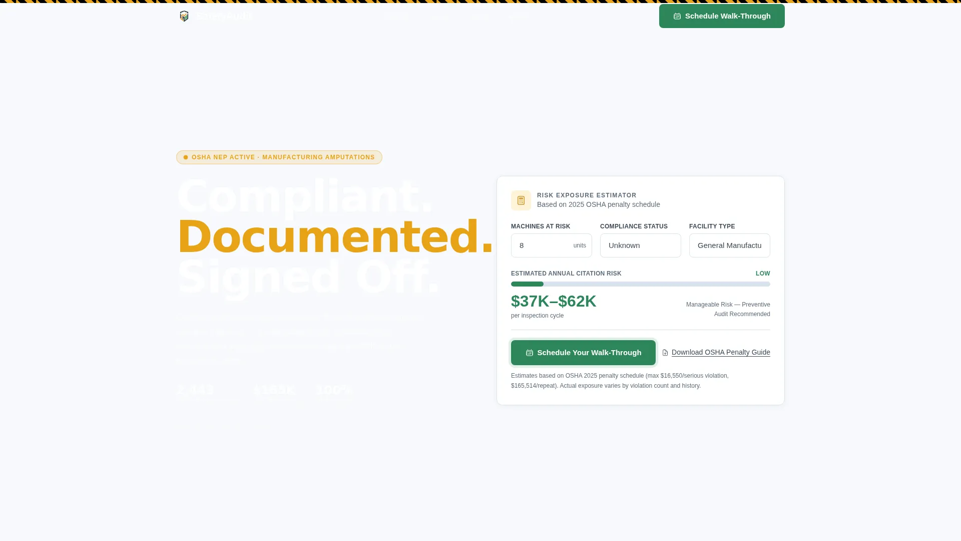 Machinery Safety Assessment Landing Page Template