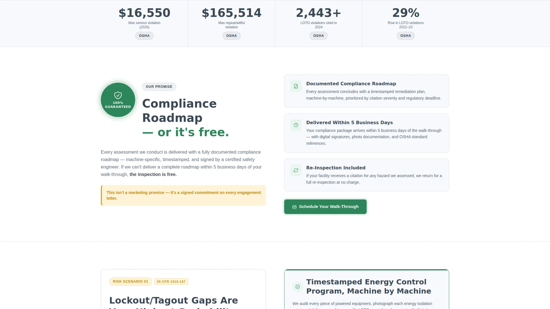 Machinery Safety Assessment Landing Page Template