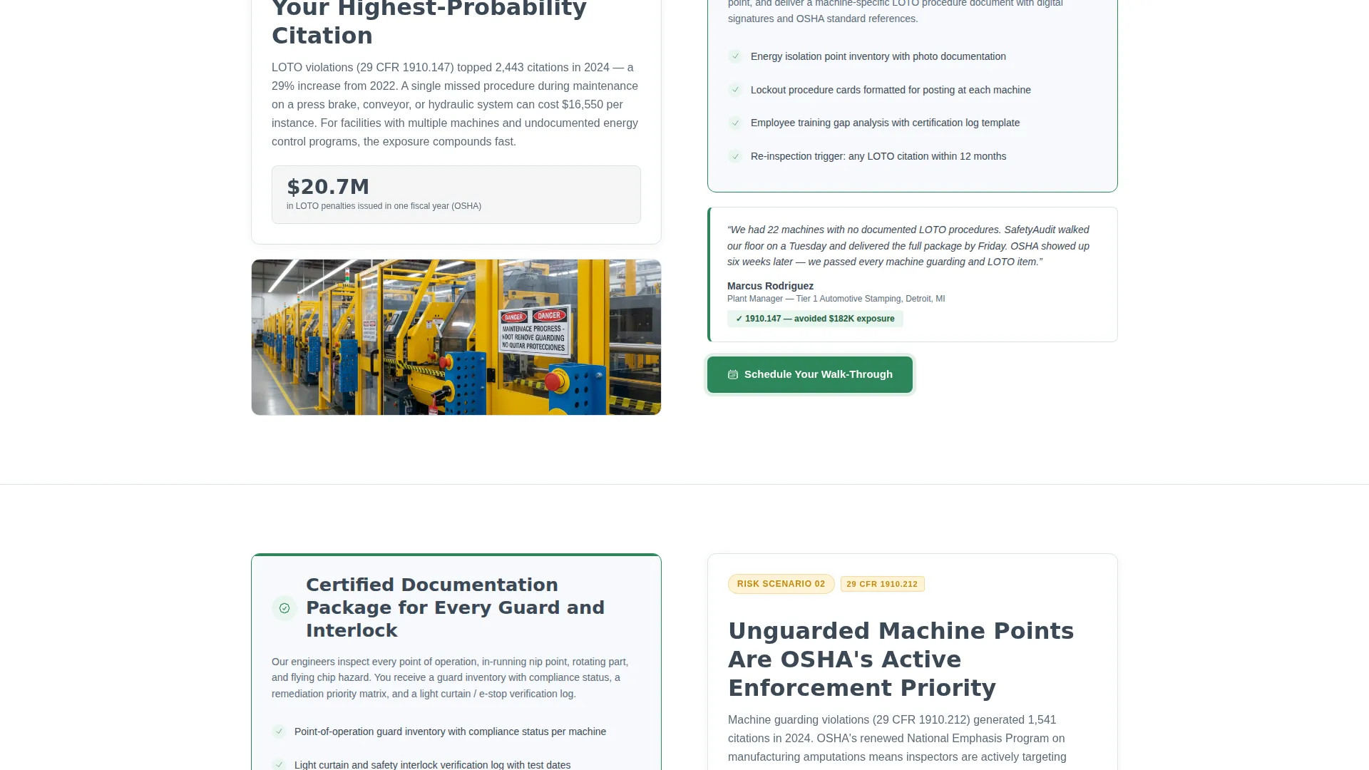 Machinery Safety Assessment Landing Page Template