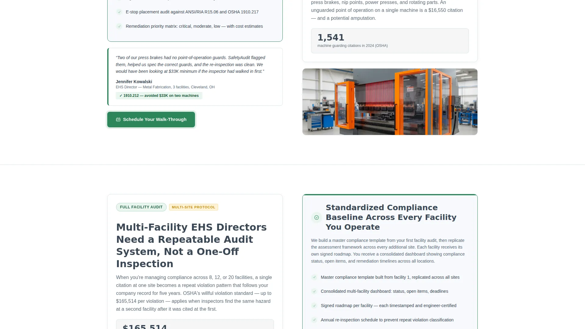 Machinery Safety Assessment Landing Page Template