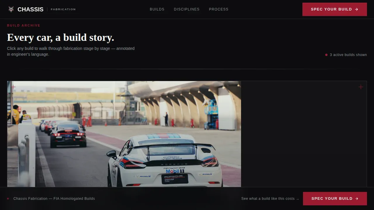 Elite Motorsport Fabrication Landing Page Template