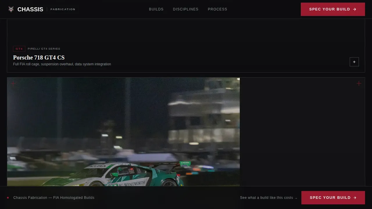 Elite Motorsport Fabrication Landing Page Template