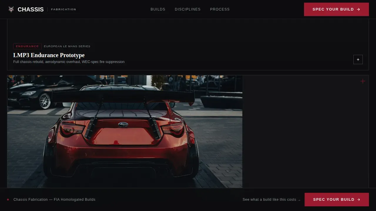 Elite Motorsport Fabrication Landing Page Template