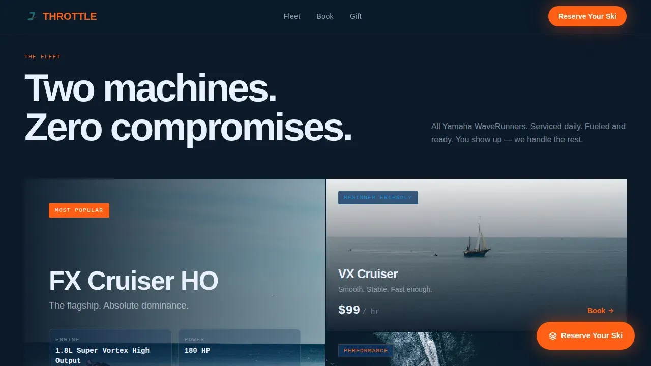 Premium Watercraft Rental Landing Page Template