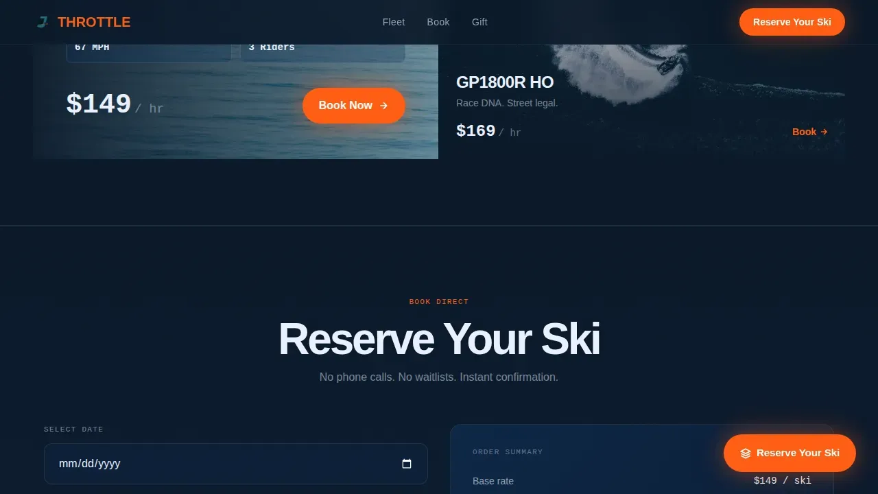 Premium Watercraft Rental Landing Page Template