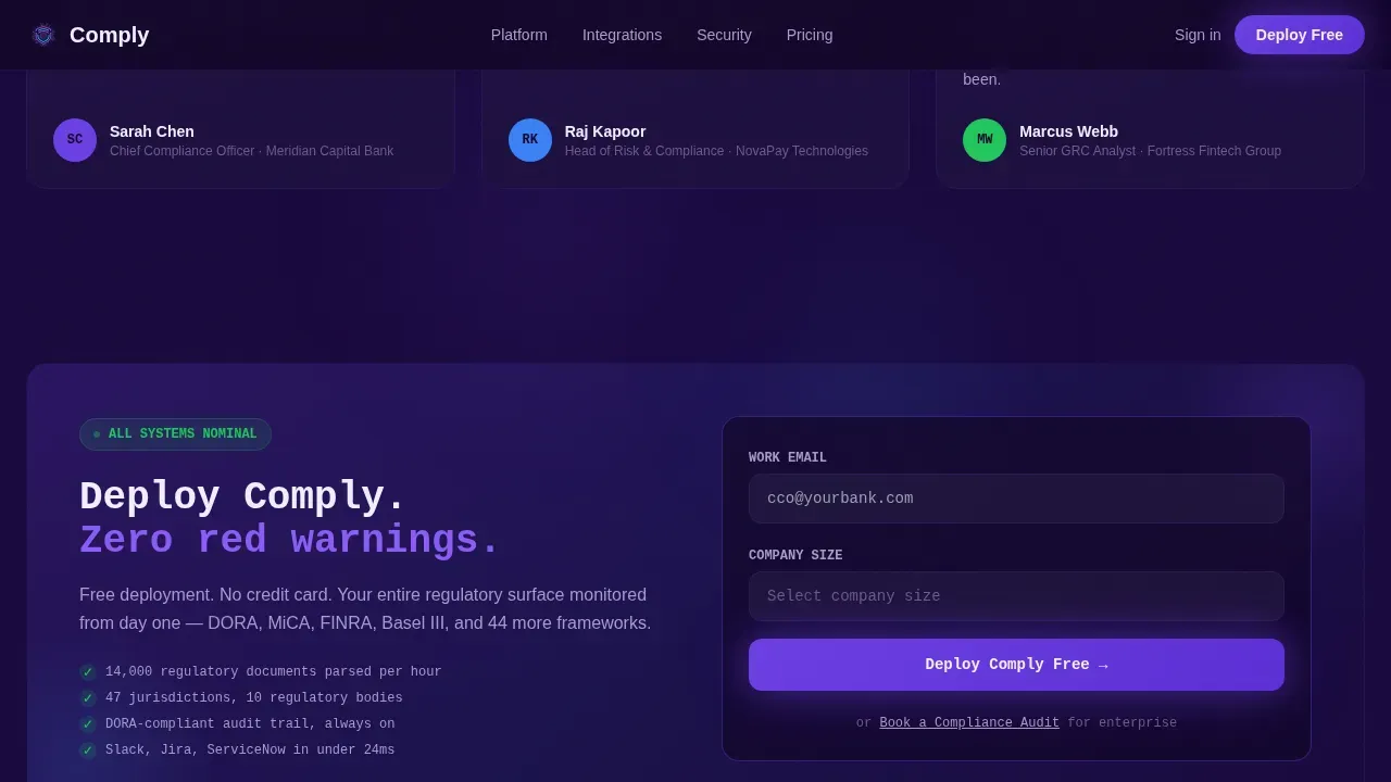 RegTech Startup Privacy Policy Website Template