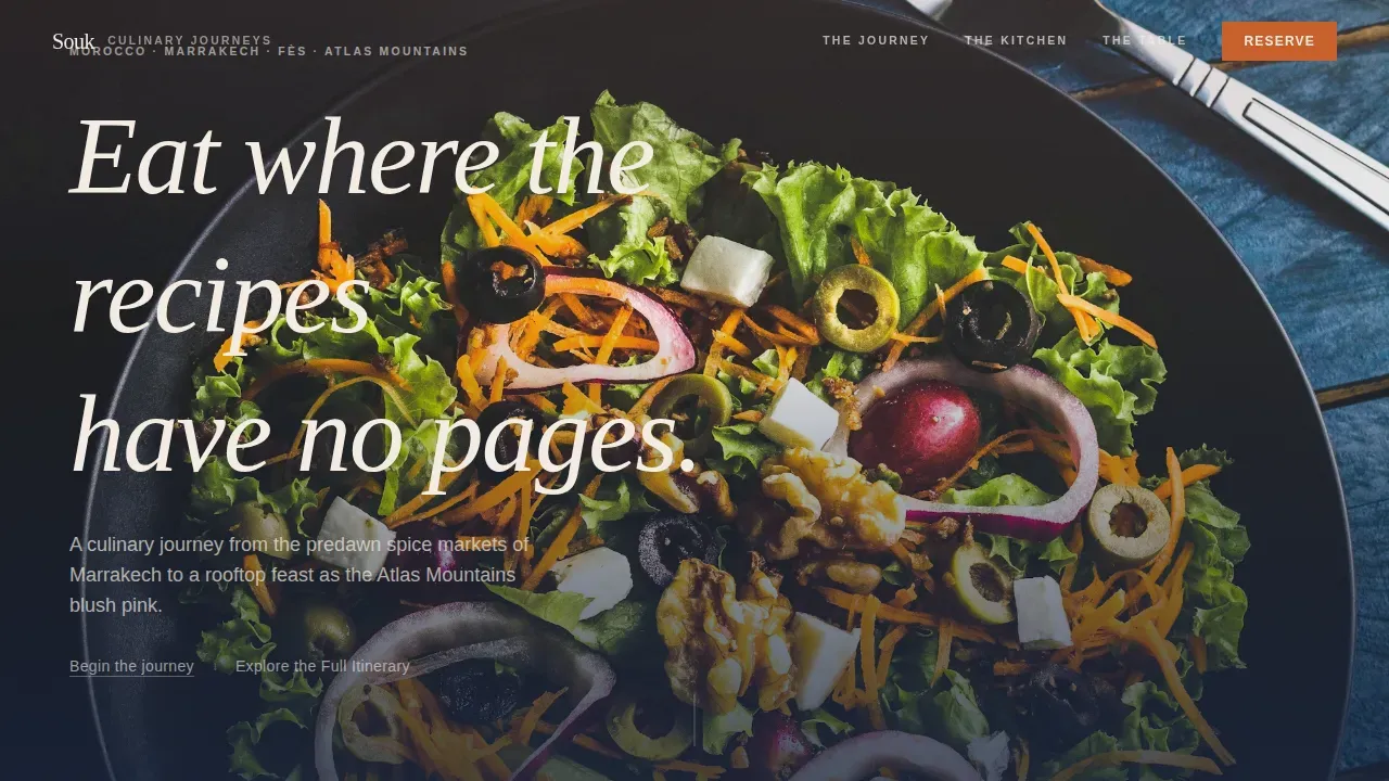 Immersive Morocco Culinary Landing Page Template