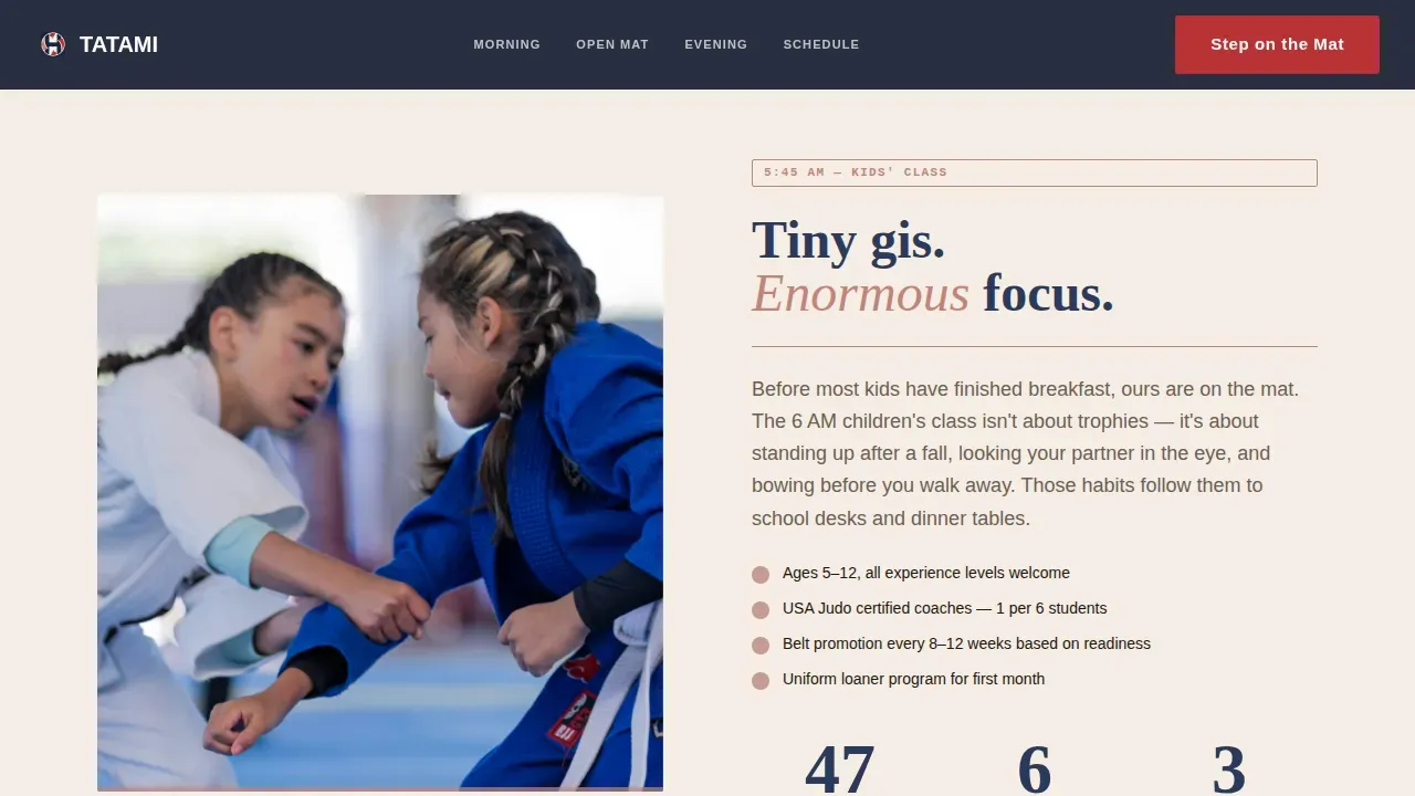 Powerful Combat Sports Club Landing Page Template