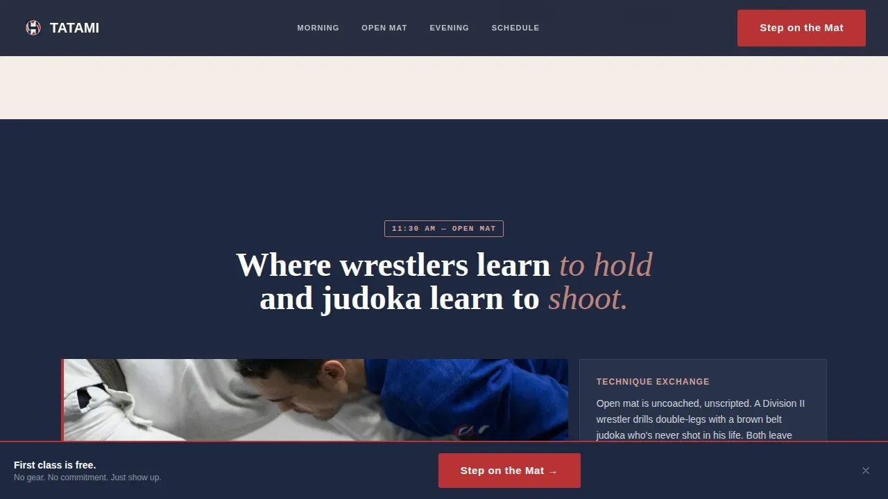 Powerful Combat Sports Club Landing Page Template