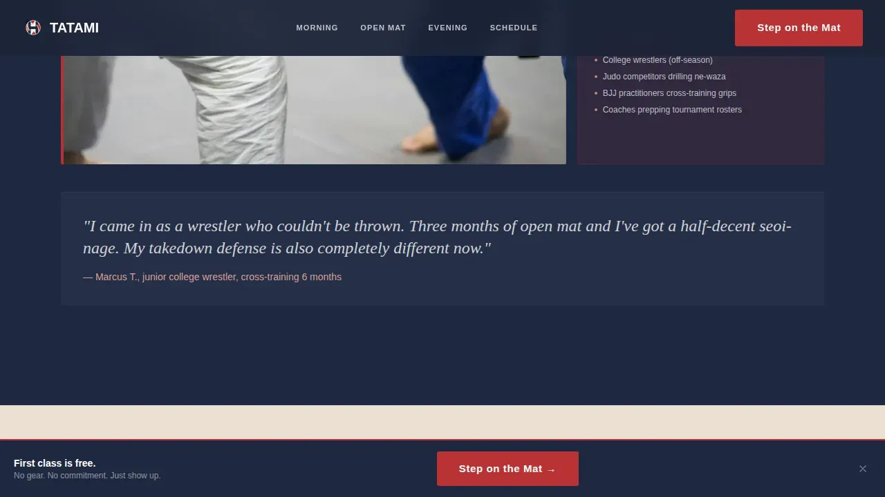 Powerful Combat Sports Club Landing Page Template