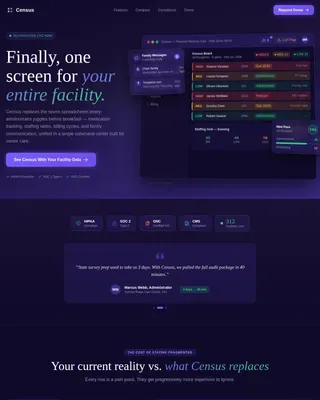 Command Center Senior Care ERP Landing Page Template