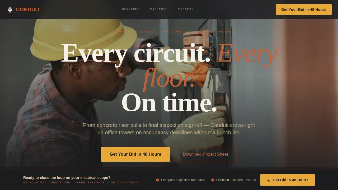 High-Rise Electrical Contractor Landing Page Template
