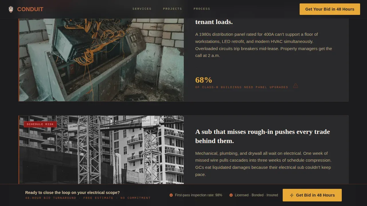 High-Rise Electrical Contractor Landing Page Template