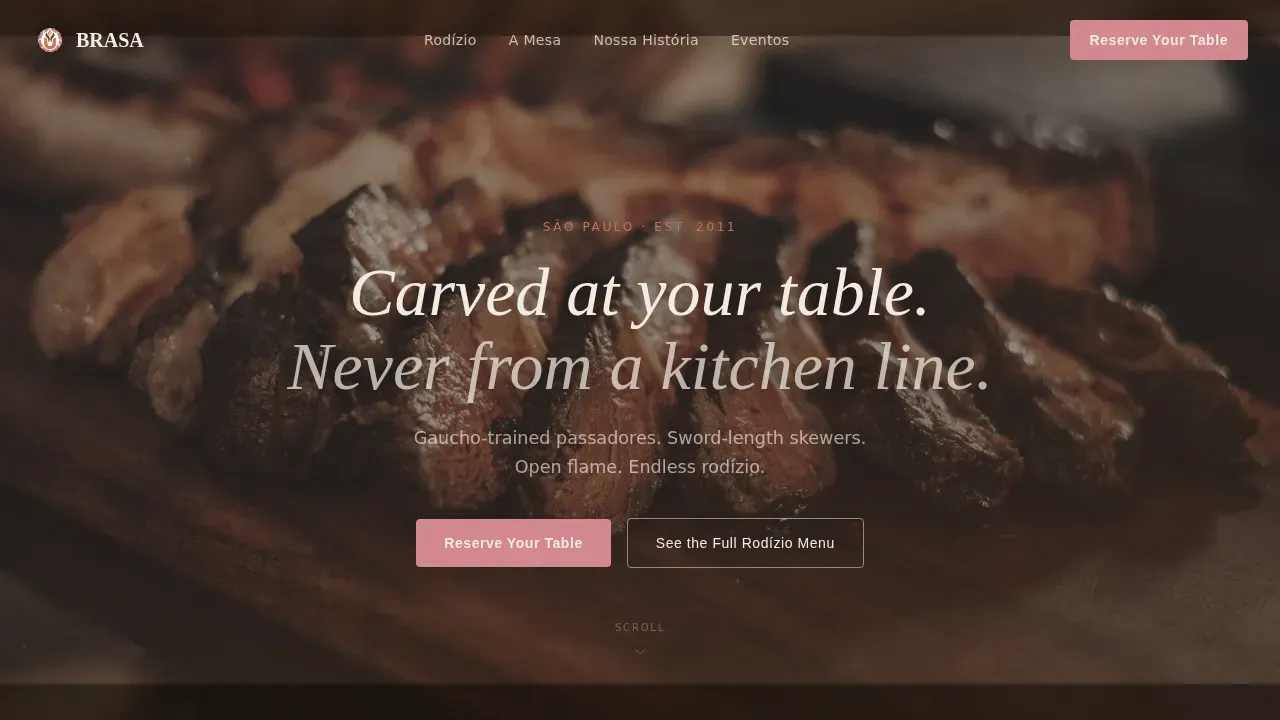 Tableside Carving Restaurant | Free Website Template | Rocket