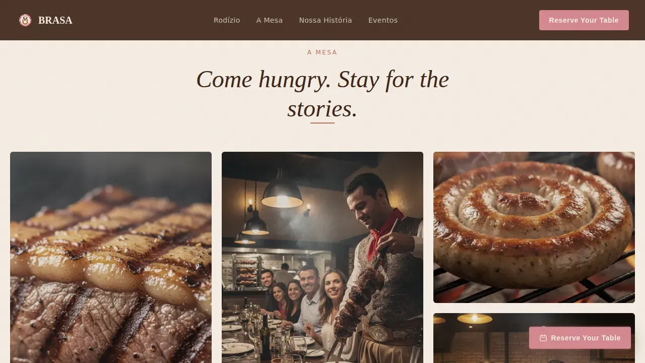 Tableside Carving Restaurant | Free Website Template | Rocket