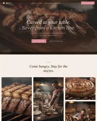 Tableside Carving Restaurant | Free Website Template | Rocket