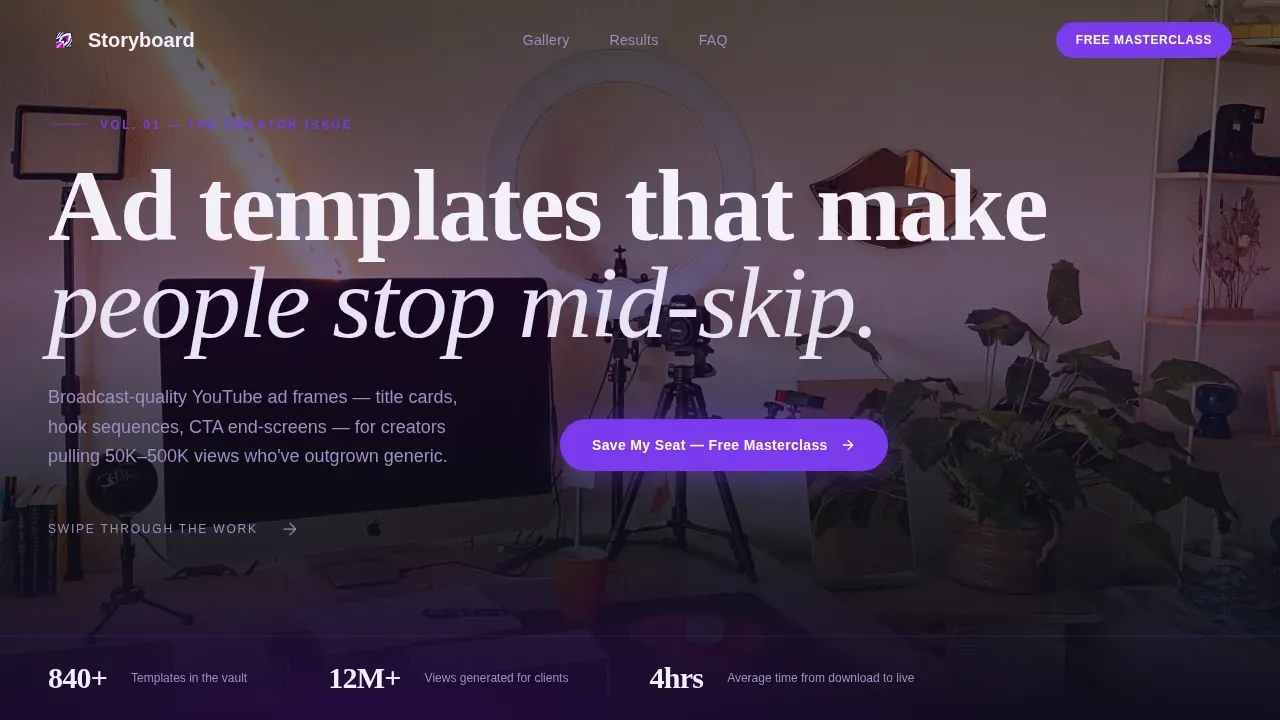 YouTube Ad Creative Landing Page Template