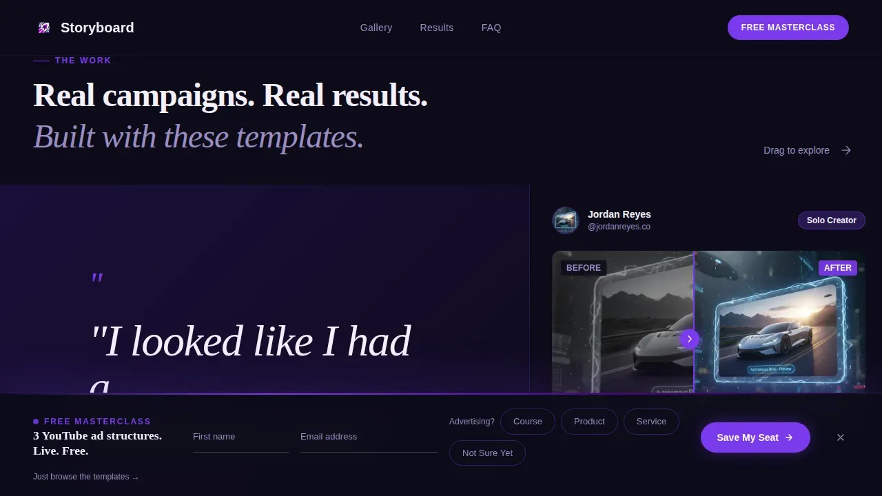 YouTube Ad Creative Landing Page Template