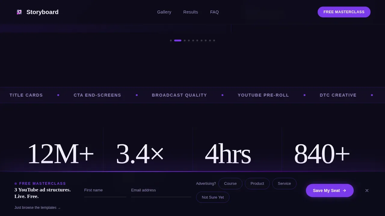 YouTube Ad Creative Landing Page Template