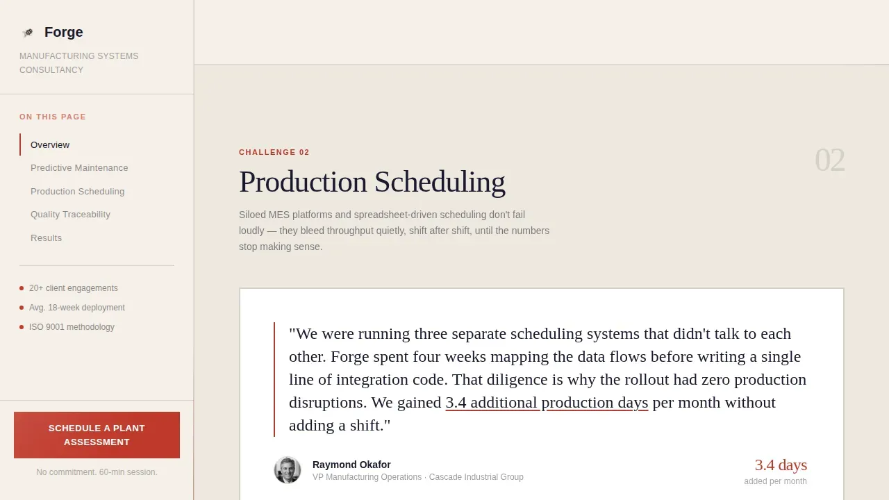 Expert Production Advisory Landing Page Template
