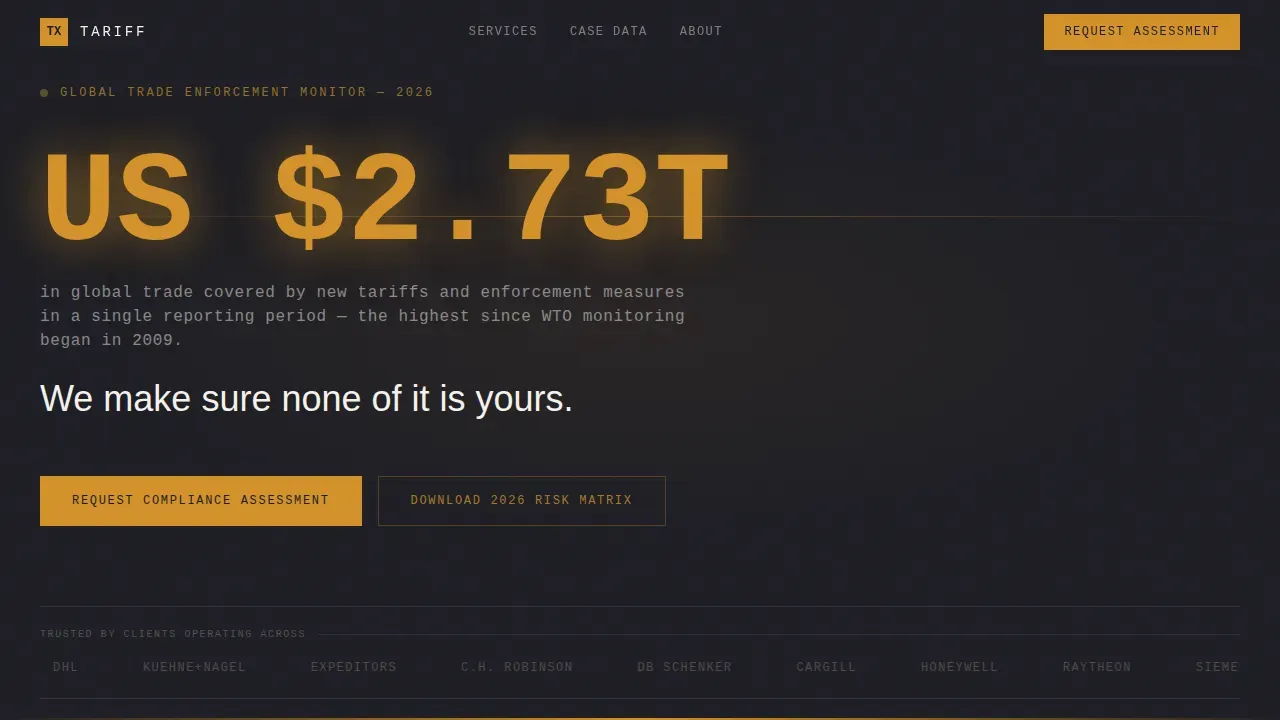 Intelligent Trade Compliance Landing Page Template
