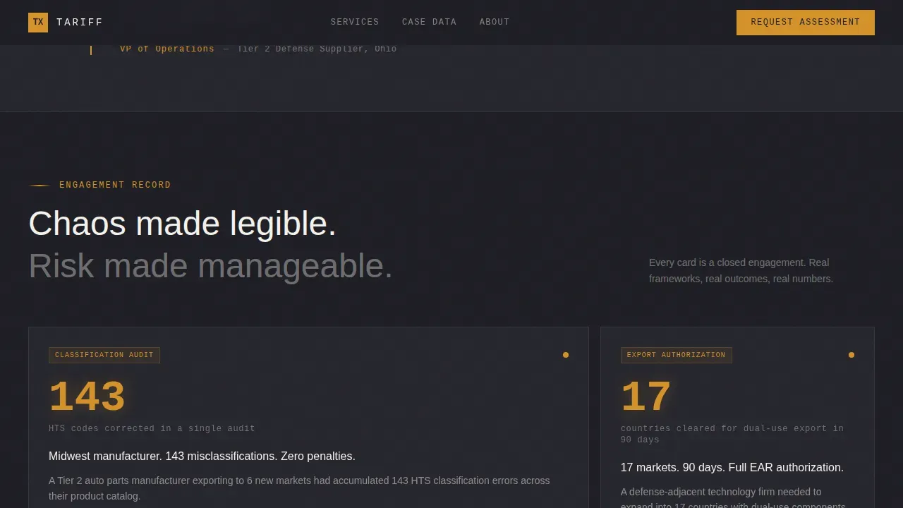 Intelligent Trade Compliance Landing Page Template