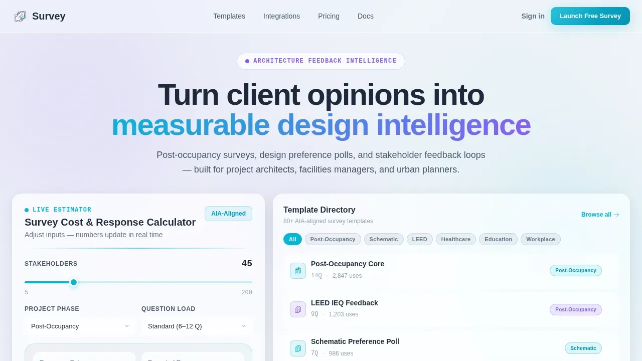 Advanced Architecture Firm Software Cost Estimator Website Template