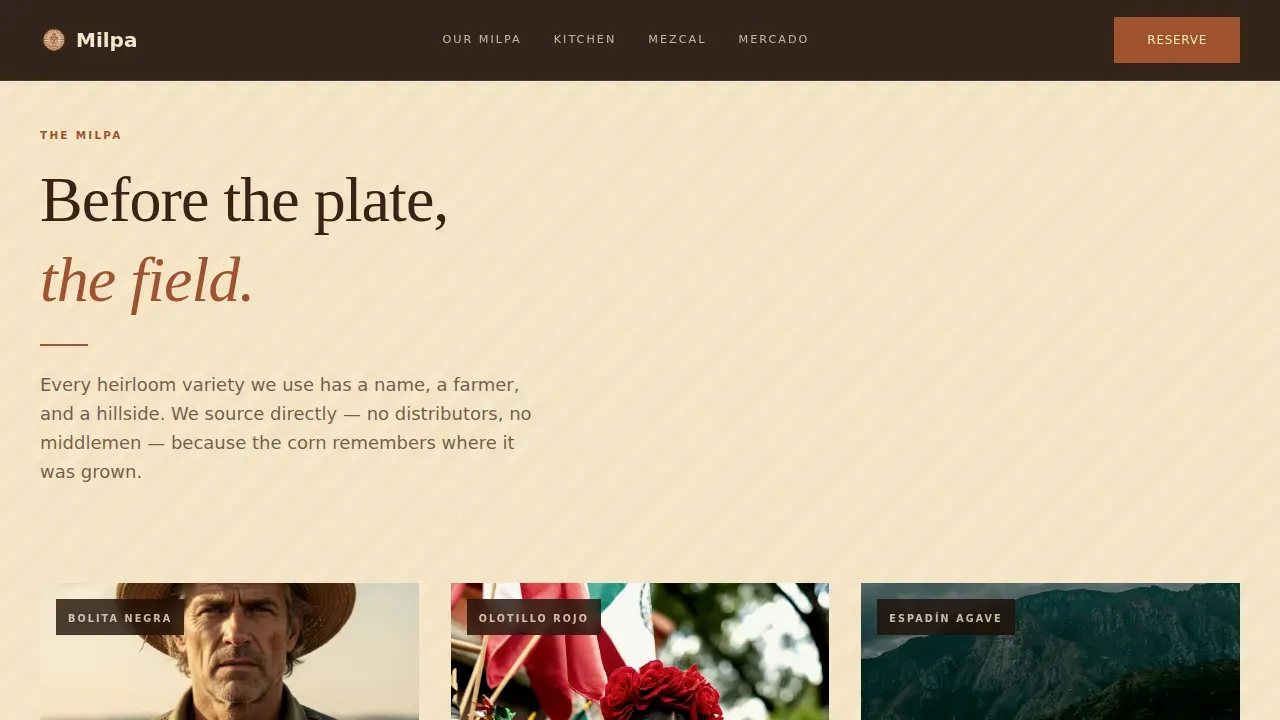 Heritage Mexican Gastronomy Landing Page Template