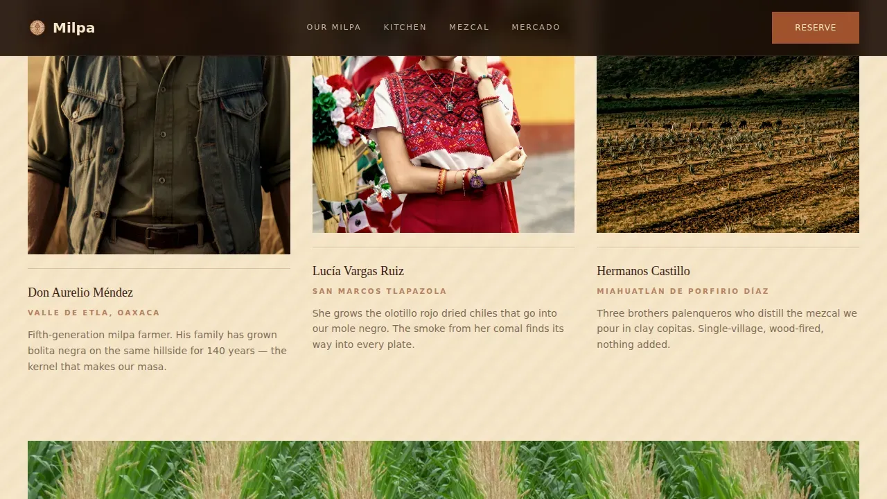 Heritage Mexican Gastronomy Landing Page Template