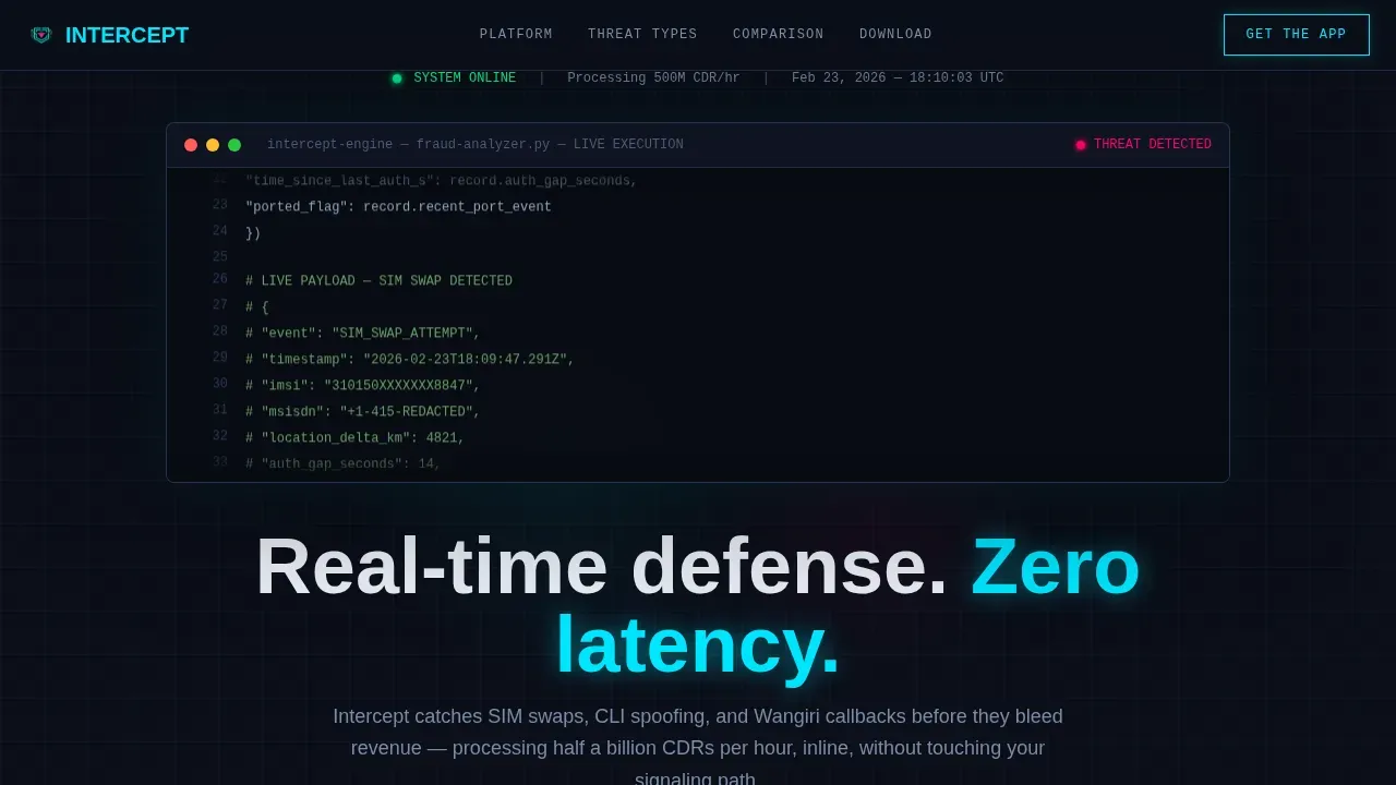 Intelligent Telecom Security Landing Page Template