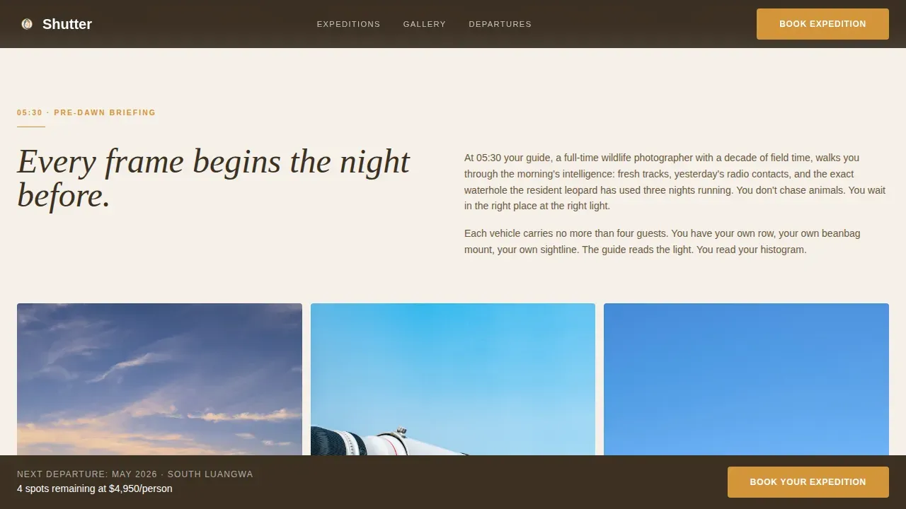 Specialist Wildlife & Conservation Appointment Booking Website Template