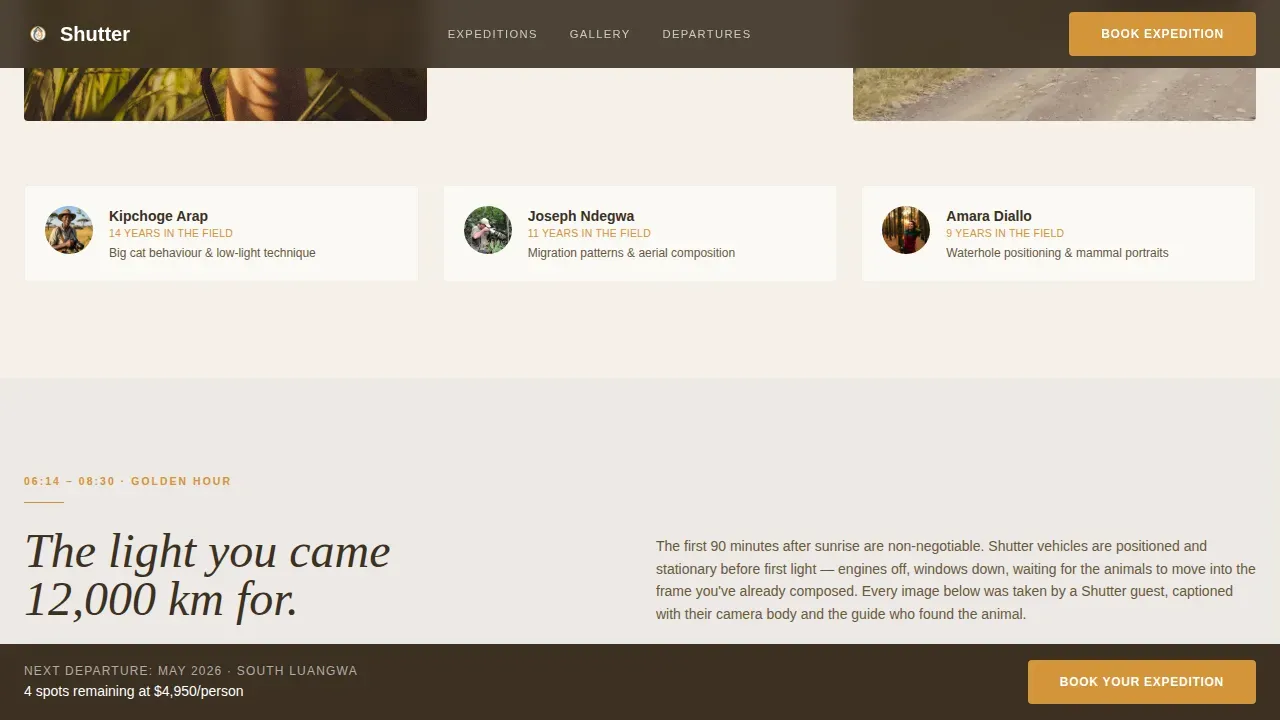 Specialist Wildlife & Conservation Appointment Booking Website Template