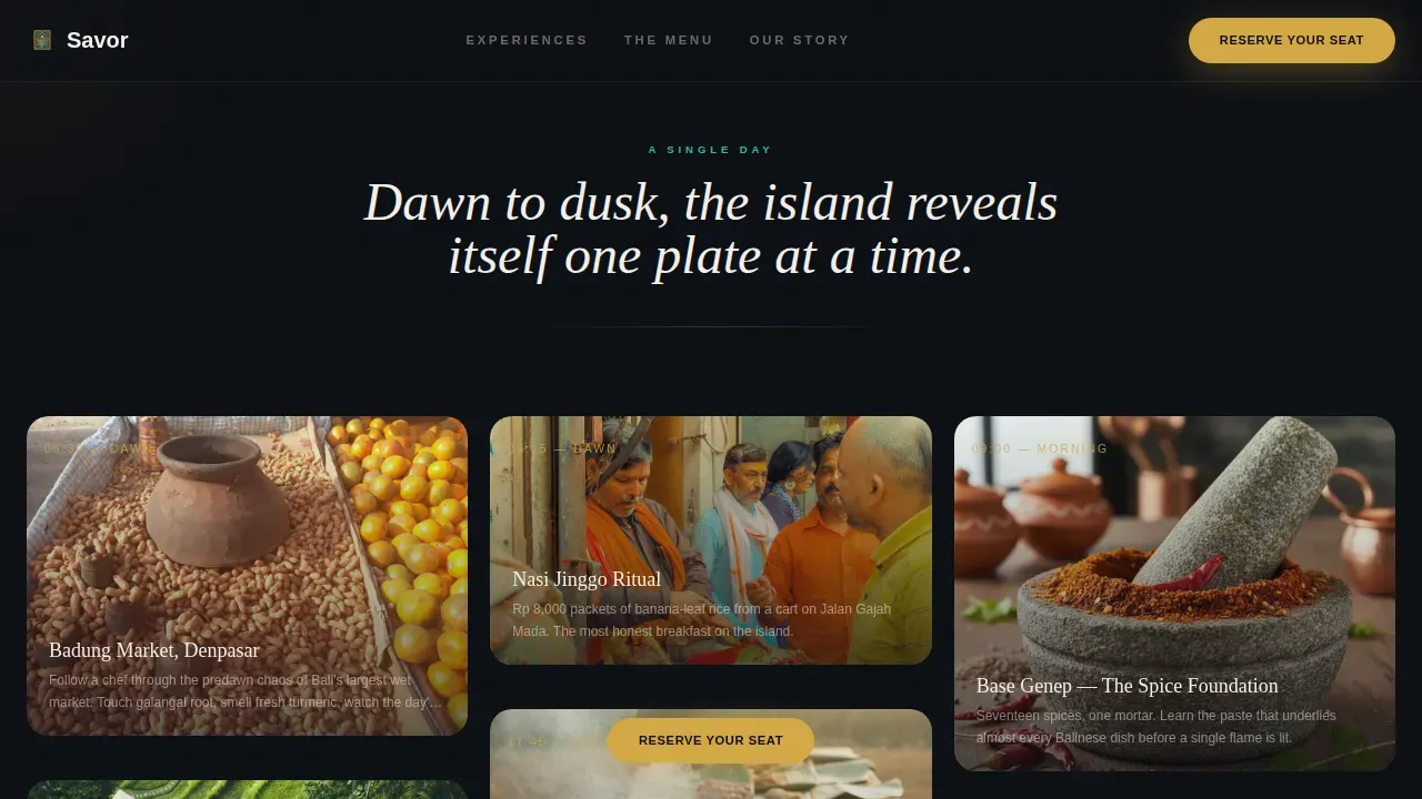Curated Culinary Retreat Landing Page Template