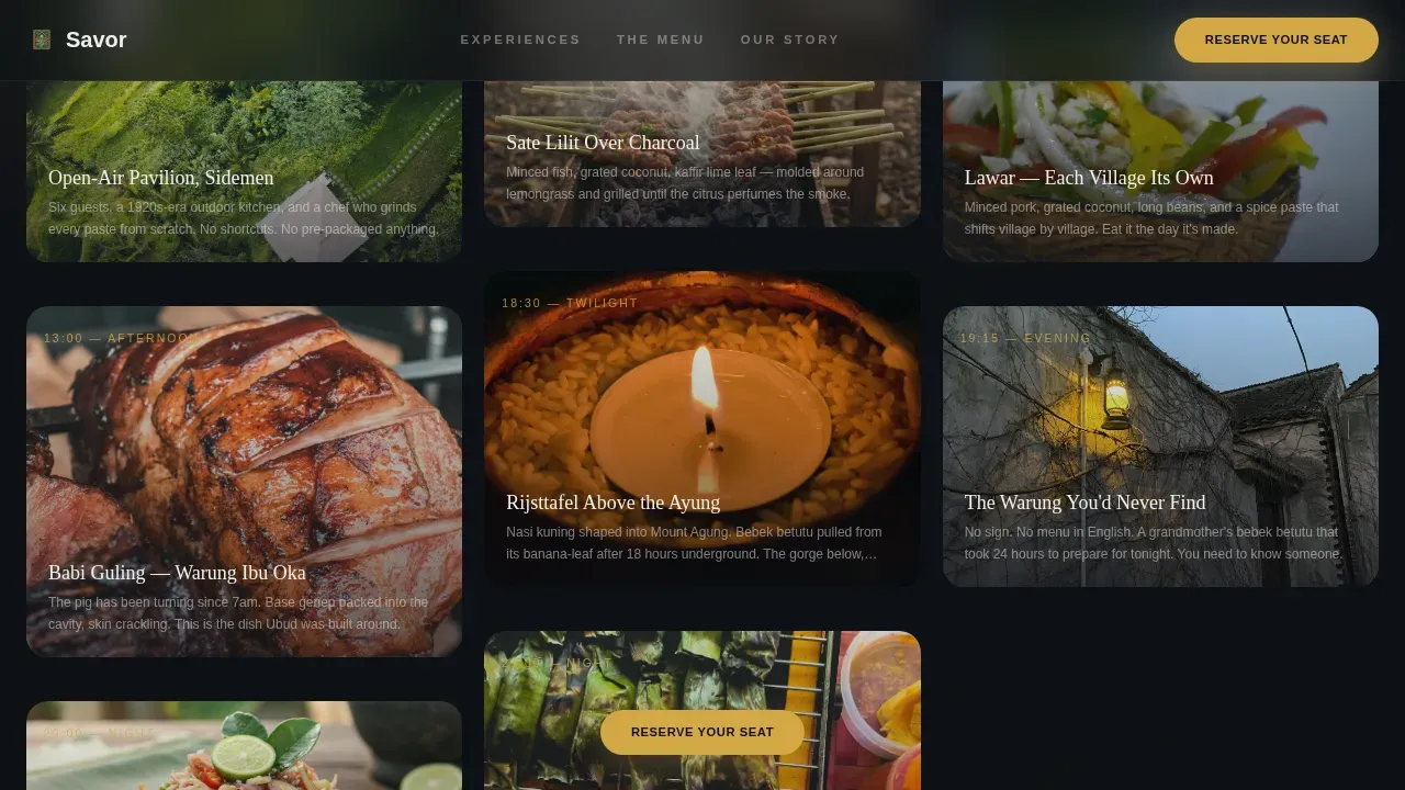 Curated Culinary Retreat Landing Page Template