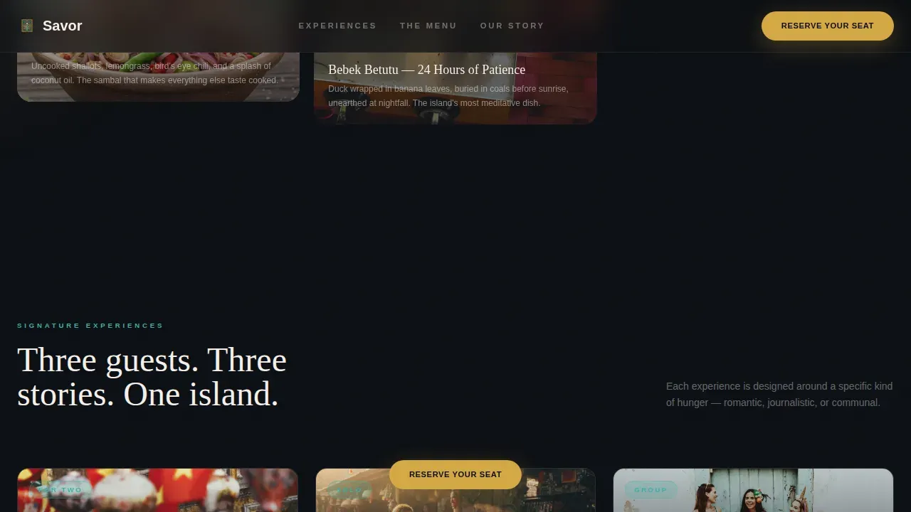 Curated Culinary Retreat Landing Page Template