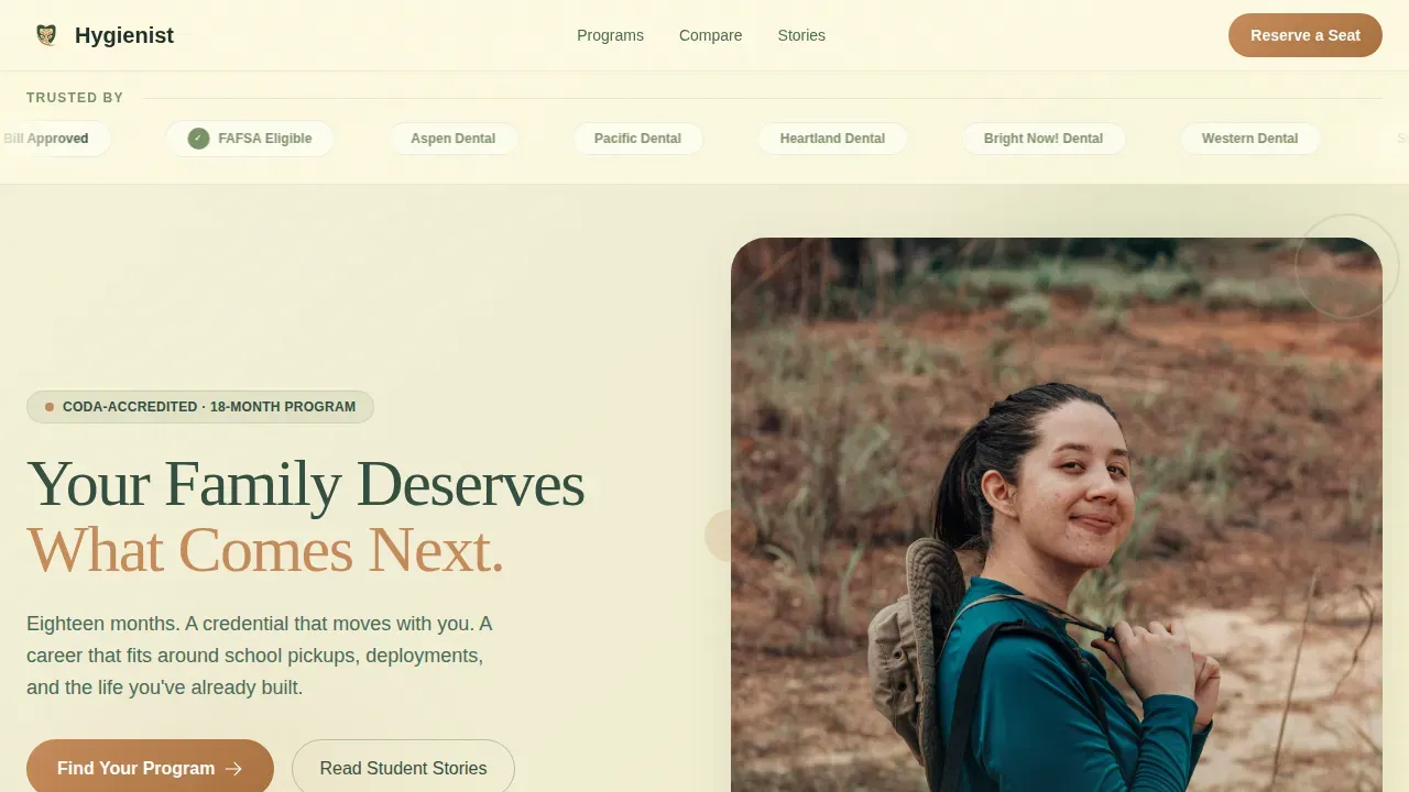 Compassionate Hygiene Academy Landing Page Template