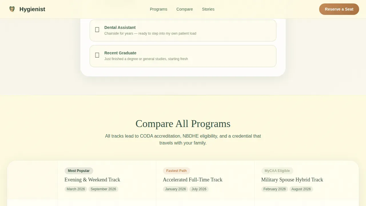 Compassionate Hygiene Academy Landing Page Template