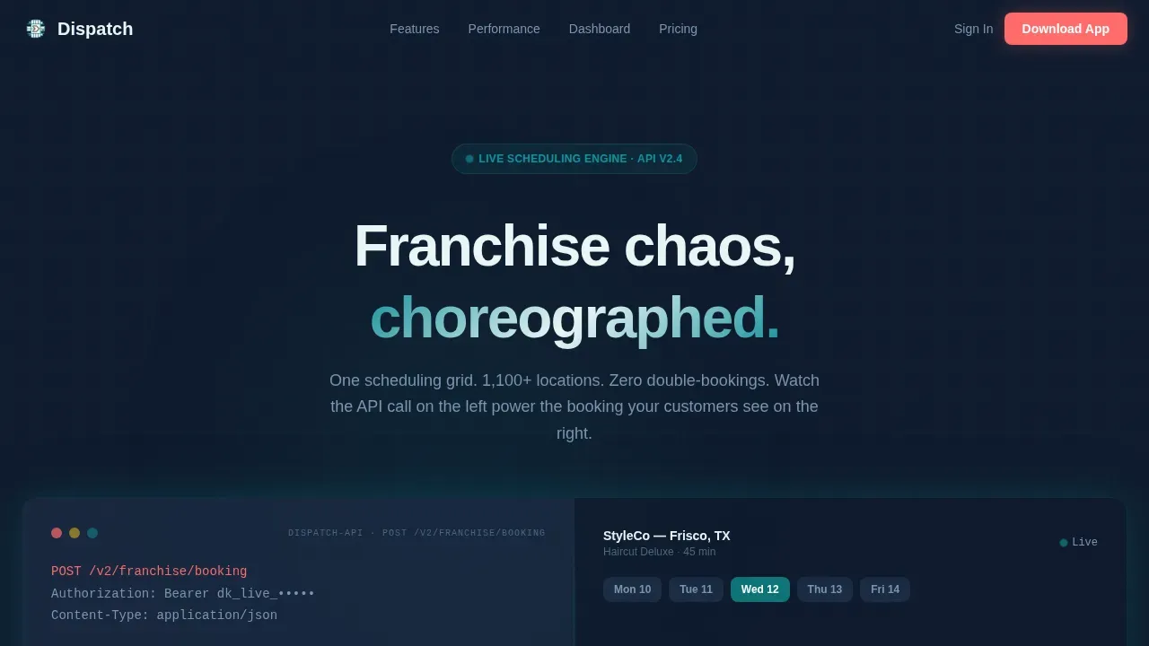 Franchise Digital Presence Booking Website Template