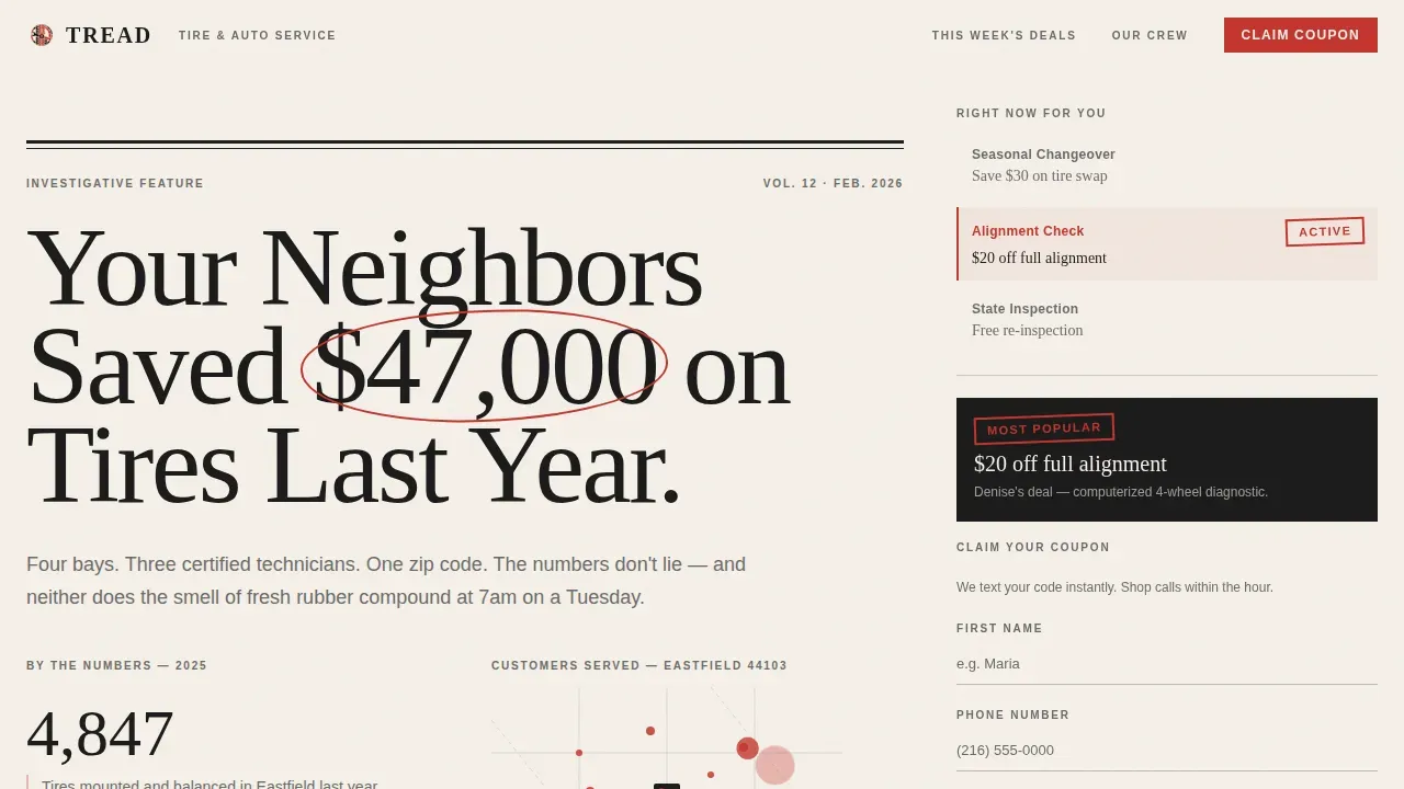 Expert Neighborhood Tire Landing Page Template