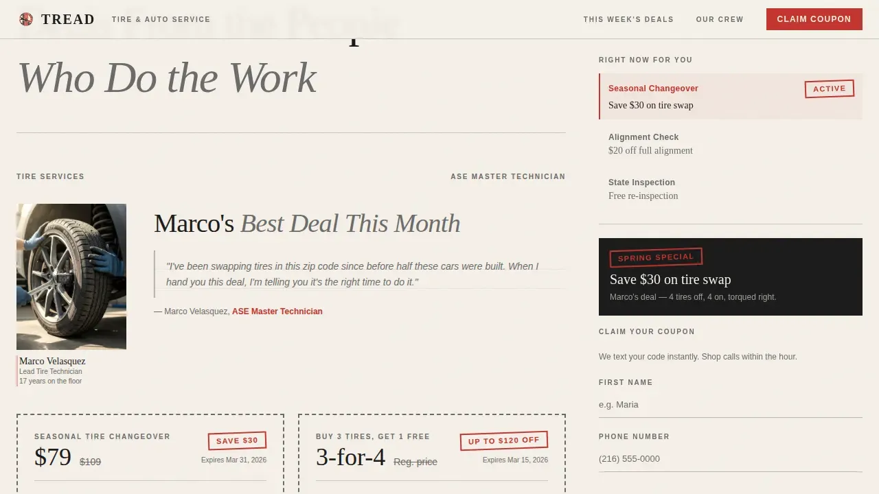 Expert Neighborhood Tire Landing Page Template