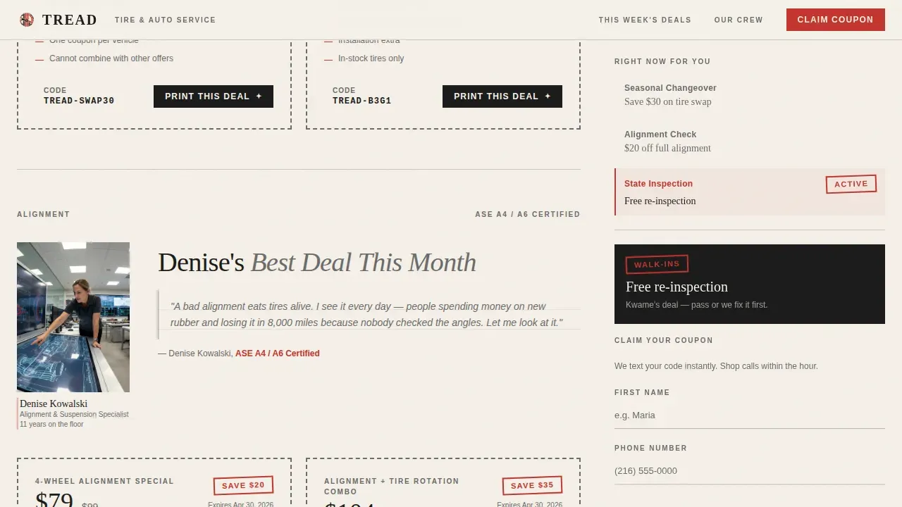 Expert Neighborhood Tire Landing Page Template