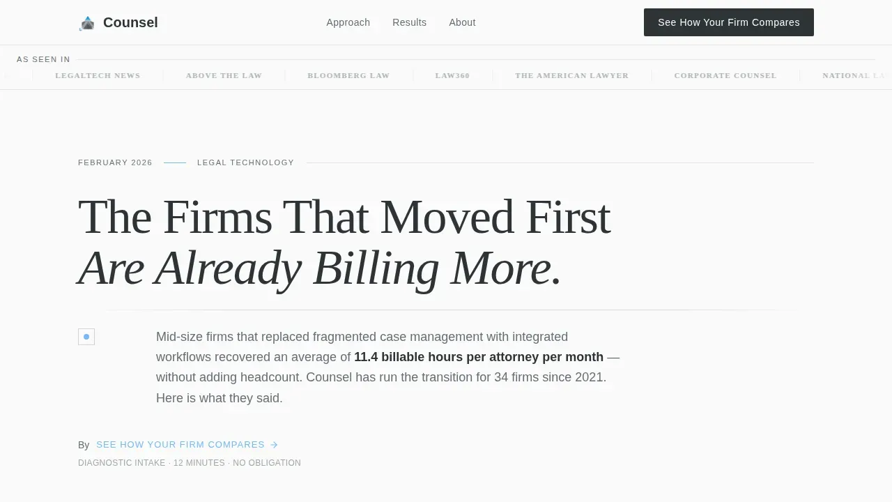 Editorial Legal Tech Advisor Landing Page Template