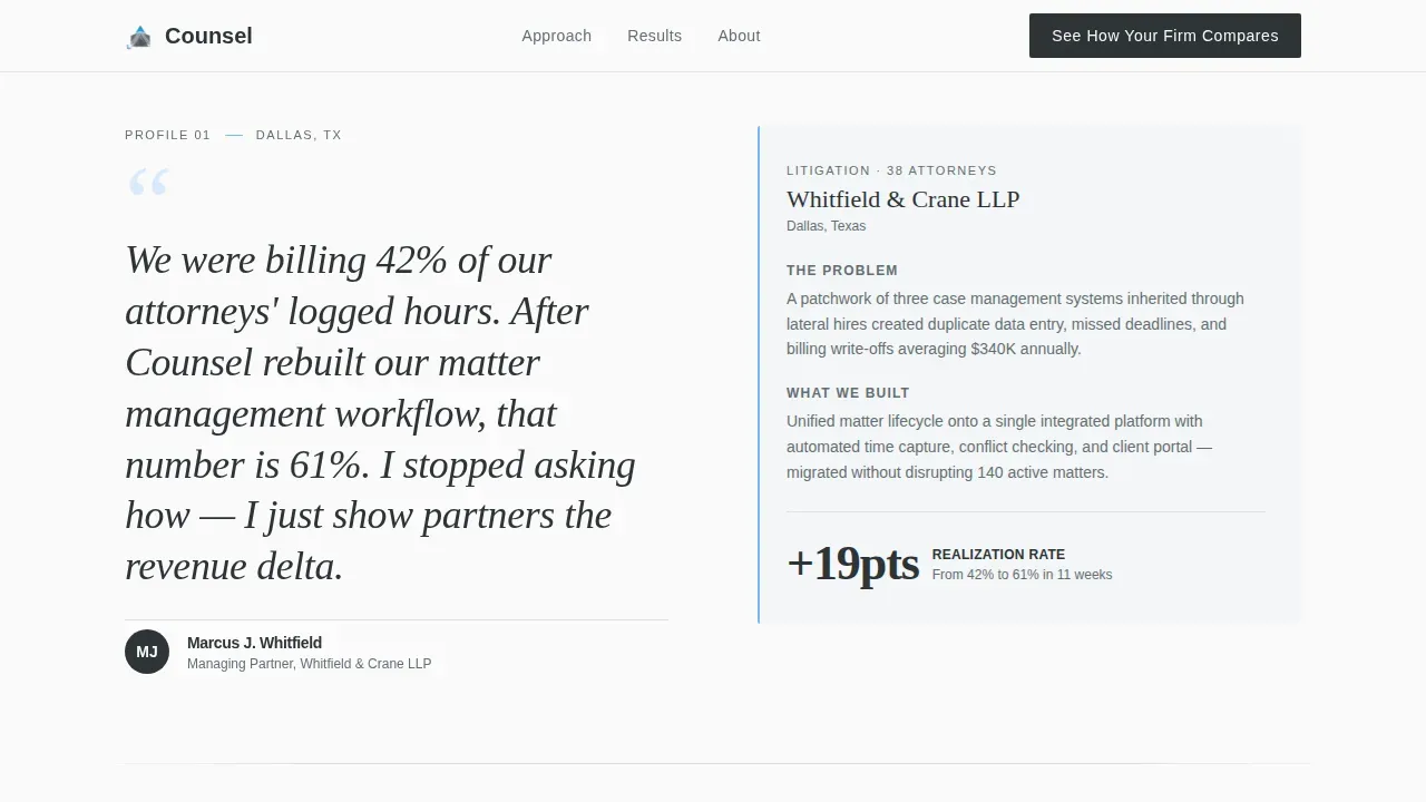 Editorial Legal Tech Advisor Landing Page Template