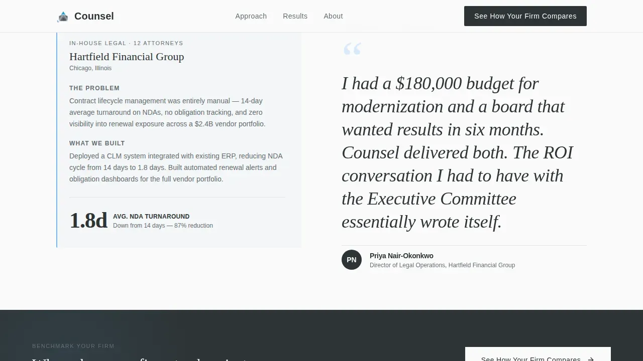 Editorial Legal Tech Advisor Landing Page Template