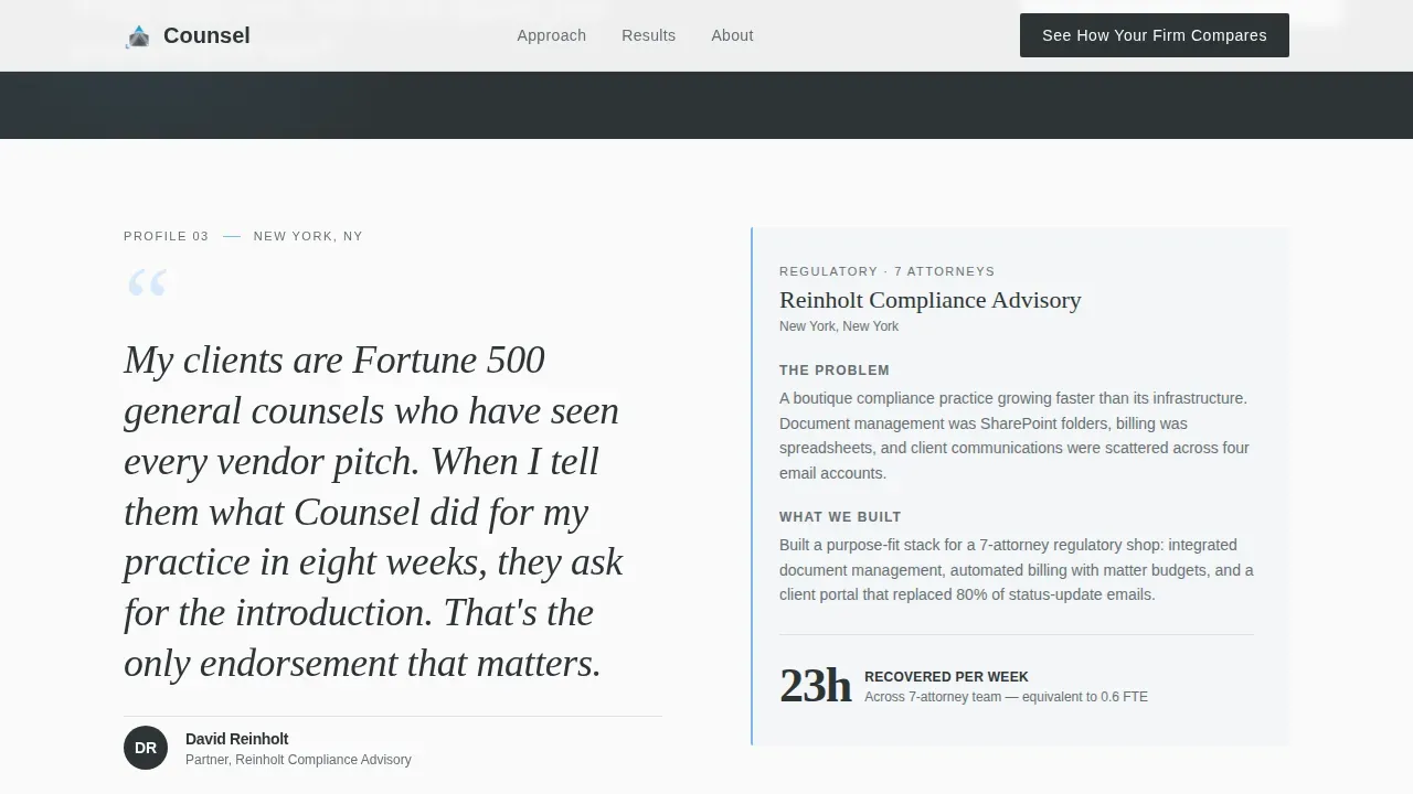Editorial Legal Tech Advisor Landing Page Template