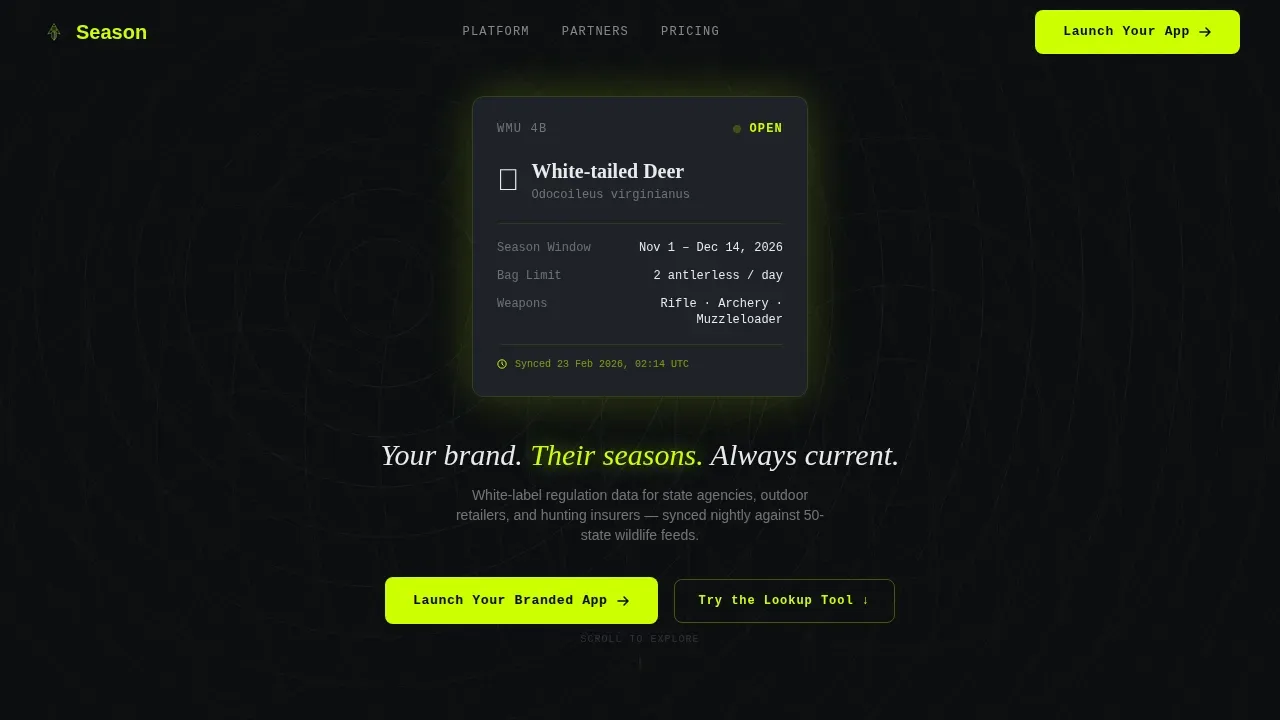 Current Hunting App Landing Page Template